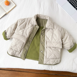 Automne enfant en bas âge décontracté hiver manteau enfants filles matelassé coton contraste couleur bébé garçons veste - Product Image 5