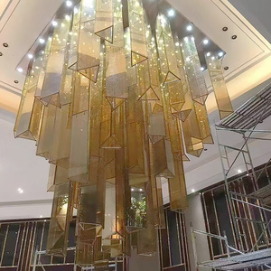 Giá đáng tin cậy Custom made Glass hiện đại LED Mặt dây đèn ánh sáng khách sạn đèn chùm ánh sáng cho trần nhà cao - Product Image 2