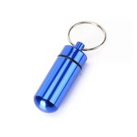 Boîte à pilules en alliage d'aluminium miniature, étanche, avec impression de logo personnalisée, porte-pilules avec porte-clés