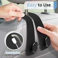 Crochets universels pour appuie-tête de voiture, porte-sac à main en cuir gris pour voiture avec doubles crochets métalliques