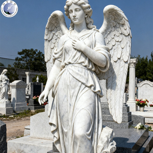 Personalizzato a grandezza naturale all'ingrosso grande giardino in marmo fatto a mano all'aperto scultura angelo statua alata - Product Image 4