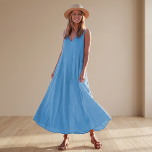 Vintage Midi 100% Cotton Bell Sleeve High Waist Gathered <b>Loose</b> Flowy A-Line Summer <b>Dress</b> Button Front with Pocket Handmade Bow - Product Image 3