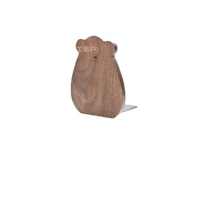 Walnut Solid Wood Bear Shape <b>Bookends</b> For Home Desk Book Storage Decorative Animal Design - Product Image 5