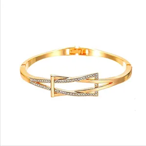 European and American jewelry geometric diamond bracelet cross knot design ladies bracelet electroplating alloy bracelet