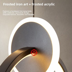 Lustre moderne pour plafond, chambre à coucher, <span class=keywords><strong>salon</strong></span>, en fer noir/<span class=keywords><strong>doré</strong></span>, ovale/rond, LED à intensité variable, température de couleur multiple, type <span class=keywords><strong>suspension</strong></span> - Product Image 6