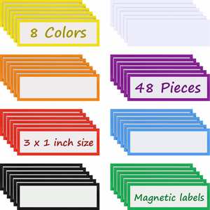 ป้ายแม่เหล็กแบบลบได้ 48 ชิ้น ขนาด 3 x 1 นิ้ว แถบแม่เหล็กเขียนได้ ลบได้ ใช้ซ้ำได้ สำหรับบ้าน สำนักงาน ห้องเรียน ไวท์บอร์ด - Product Image 5