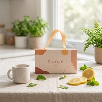 Boîte d'expédition en carton ondulé avec poignée en ruban et attache en satin pour cadeaux de mariage et de fête