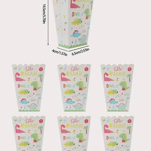 Caja <span class=keywords><strong>de</strong></span> papel <span class=keywords><strong>de</strong></span> <span class=keywords><strong>palomitas</strong></span> <span class=keywords><strong>de</strong></span> maíz con tema <span class=keywords><strong>de</strong></span> dinosaurio verde pequeño Fiesta infantil Dulces Aperitivos Vajilla y decoraciones - Product Image 5