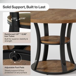 Table à manger ronde en bois SENYU avec pieds en métal, 6 places, style farmhouse, meubles pour la maison - Product Image 3