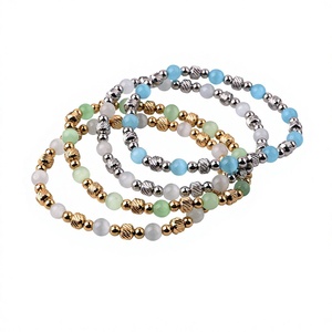 Bracelet élastique en perles œil de chat naturelles, bijoux extensibles, bracelet à billes en acier inoxydable pour femme, anniversaire - Product Image 3