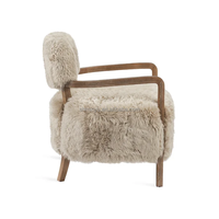 Moderner Loungesessel Wohnzimmerstühle Holzrahmen-Sessel mit Tibetischem Lammfell-Finish