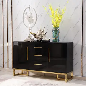 Luxury High Gloss Wooden Console Cabinet Table With Drawer and Door for Home Use