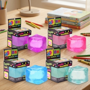 H32 Vente en gros de balles anti-stress en silicone transparentes en forme de cube de glace, jouet sensoriel pour soulager le stress - Product Image 1