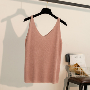 Camiseta de Tirantes Finos Brillante de Punto Ligero para Mujer, Top de Moda - Product Image 6