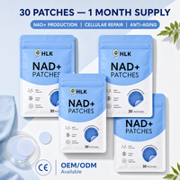 Patchs HLK NAD+ 30 pièces, production de NAD, réparation cellulaire, combat contre les signes du vieillissement, certifiés CE, OEM, ODM, logo personnalisé, marque privée
