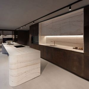 Nouveau design d'armoire de cuisine moderne Comptoirs en marbre Armoires de cuisine assemblées Armoires de cuisine en bois massif plaqué - Product Image 1