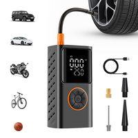 Compresseur d'air portable ABS pour pneus, mini manomètre électrique, moniteur de pression des pneus, pompe à air pour voiture, lumière LED, arrêt automatique, urgence