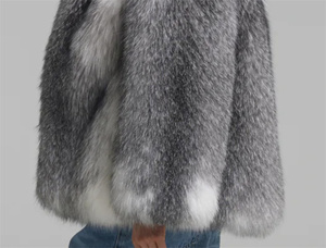 <span class=keywords><strong>Manteau</strong></span> <span class=keywords><strong>court</strong></span> élégant en fourrure de renard argenté pour <span class=keywords><strong>femme</strong></span>, coupe ample et moelleuse, fermeture simple boutonnage - Product Image 5