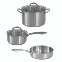 Marmite à soupe en acier inoxydable pour cuisine de restaurant, compatible induction, 24 cm, avec couvercle en verre