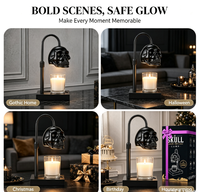 Lampe chauffe-cire en forme de crâne avec minuterie et variateur d'intensité, lampe chauffe-cire gothique en forme de crâne pour bougies en pot, hauteur réglable