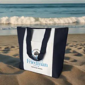 100% Poliéster 600D Beach Shopping Tote Bag con cremallera Conveniente para uso diario o viajes