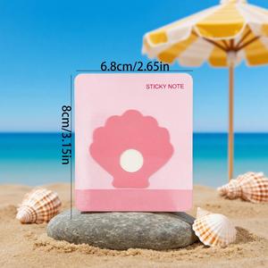 Shell-Shaped <b>Memo</b> <b>Pad</b> Cute Ocean Beach Self-Adhesive Sticky Notes Bright Colors Back-to-School Essentials for Office Study - Product Image 2
