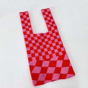 Bolso de mano de ganchillo y lana, tejido a cuadros, personalizado, estilo INS, moda coreana, entramado de punto, para compras, chaleco, bolso de hombro - Product Image 5