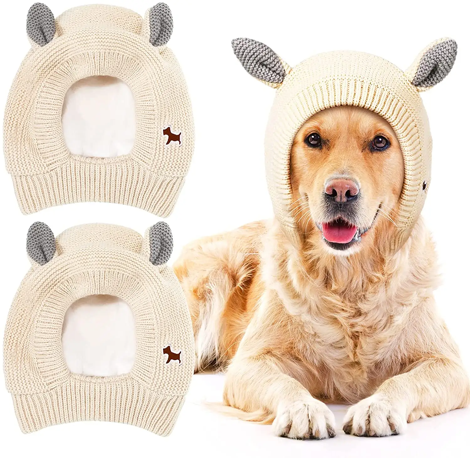 Protoiya Quiet Ears for Dogs,Noise Protection Knitted Dog Hats Pet