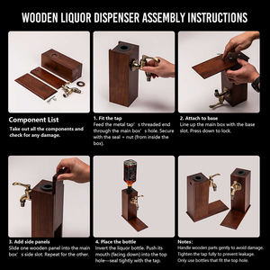 ตู้จ่ายเหล้าไม้แบบส่วนตัวสำหรับขวดเดียว พร้อมก๊อกน้ำ สำหรับบาร์ในบ้าน งานเลี้ยงอาหารค่ำ ร้านอาหาร - Product Image 5