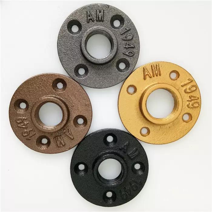 Латунный цветной фланец 3/4 дюйма для пола из ковкого железа, выполненный по индивидуальному заказу, используется для мебели «сделай сам»