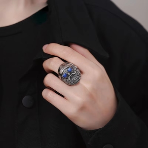 Hip-Hop Punk Gothic Zierlicher <span class=keywords><strong>Wikinger</strong></span> Bärtiger Dominanter Vintage Titan Edelstahl 316L Mode-Schmuck Ring Herren Großhandel - Product Image 2