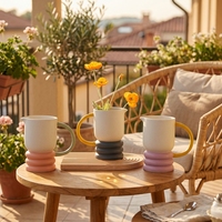 Vase à fleurs en céramique avec poignée, 1 pièce, modèle Unique, décoration, mat créatif, pour table