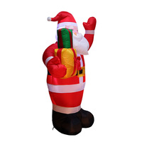 Aufblasbarer Weihnachtsmann mit Automatisch Beweglichem Eisbärenkopf für Weihnachtliche Außendekoration und Gartenarrangement