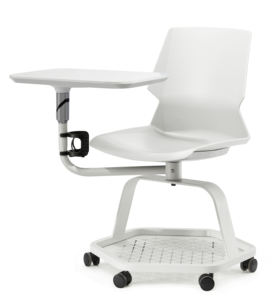 Silla de Estudio para Universidad, Silla Apilable con Ruedas Giratorias 360°, Silla de Plástico para Estudiantes con Tablero de Escritura - Product Image 5