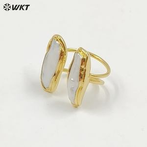 WT-R332 Cổ Điển Độc Đáo Mỗi Người Là Hai Trang Sức Ngọc Trai Khác Nhau Trong Nhẫn Ngọc Trai Nước Ngọt Tự Nhiên Có Thể Điều Chỉnh Mạ Vàng - Product Image 2