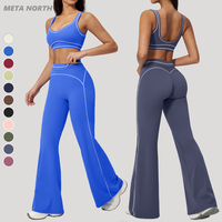 Offre Spéciale : Ensemble de Sport Femme Uni Extensible Quadridirectionnel Respirant Léger Séchage Rapide Taille Haute Jambes Évasées pour l'Entraînement
