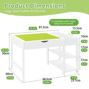 Mesa de Bloques de Construcción Multifuncional 4 en 1, Mesa de Actividades para Niños con Ladrillos Grandes de <span class=keywords><strong>Lego</strong></span> para Niños Pequeños - Product Image 4