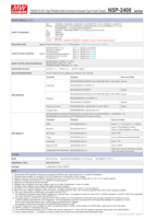 Alimentation électrique AC/DC Meanwell NSP-2400- 12/15/24/27/36/ 48/60 V 2400W avec PFC intégré pour équipements médicaux, télécoms et industriels