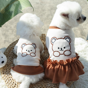 Pet <b>Bear</b> Print T-Shirt With Skirt Set For Dogs Cats <b>Cute</b> Polyester Clothes Medium Size - Product Image 2