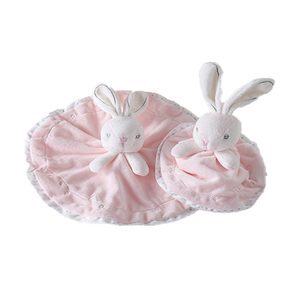 Bavaglini per bambini piccoli che mordono bocca rosa coniglio peluche piumino giocattolo a forma di fiore coniglietto di sicurezza per bambini - Product Image 1