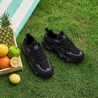 Baskets de sport noires et grises style Mecha, chaussures de course d'extérieur à coussin d'air amortissant les chocs