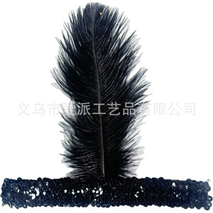 Ostrich Feather Headband Elastic <b>Sequin</b> Prom Party Costume Accessory - Product Image 5