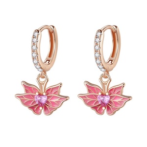 Pendientes de botón de circonita dorada con diseño de trébol de cuatro hojas y <span class=keywords><strong>mariposa</strong></span>, redondos y cuadrados, chapados en oro, plata 925, estilo nuevo, los más vendidos para aniversario. - Product Image 3