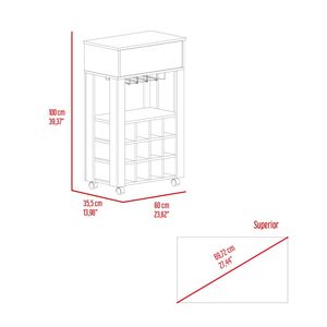 Bar Cart Bayamon Twelve Wine Cubbies Light Gray Finish Storage Cart - Product Image 5
