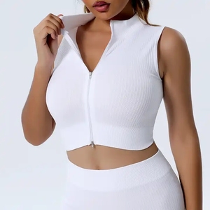 All'ingrosso donna 6 pezzi Set Yoga a coste con cerniera Logo personalizzato Activewear Jogger senza soluzione di continuità <span class=keywords><strong>abbigliamento</strong></span> sportivo <span class=keywords><strong>Fitness</strong></span> <span class=keywords><strong>palestra</strong></span> <span class=keywords><strong>abbigliamento</strong></span> - Product Image 4