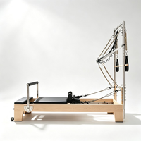 Reformer Pilates Professionnel en Bois d'Érable avec Tour Demi-Trapez 2-en-1, Machine de Studio et de Gymnastique de Qualité Commerciale, Durable, Certifié CE