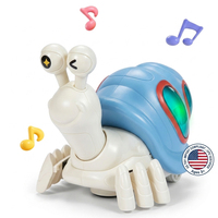 Jouet escargot électrique universel interactif avec rotation cardanique, marche, musique, LED, tête et corps oscillants pour enfants de 3 ans et plus