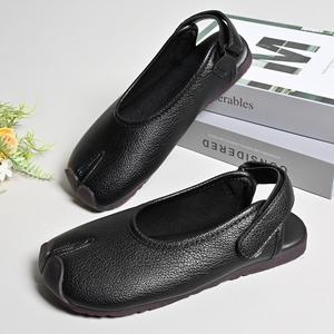 Sandales plates à plateforme pour femmes, 2 pièces, à bout fendu, fabriquées à la main, avec semelles souples, style confortable à bout rond - Product Image 2