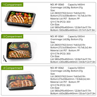 Contenants à emporter personnalisables et en gros à 4 compartiments, en PP de qualité alimentaire, compatibles micro-ondes, boîtes à lunch