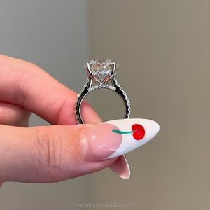 Anillo de Diamantes Redondos de Lujo de 4 Quilates, Oro Blanco Sólido de 14K, 4 Puntas, Anillos de Compromiso y Boda de Moissanita, Joyería para Mujer - Product Image 3